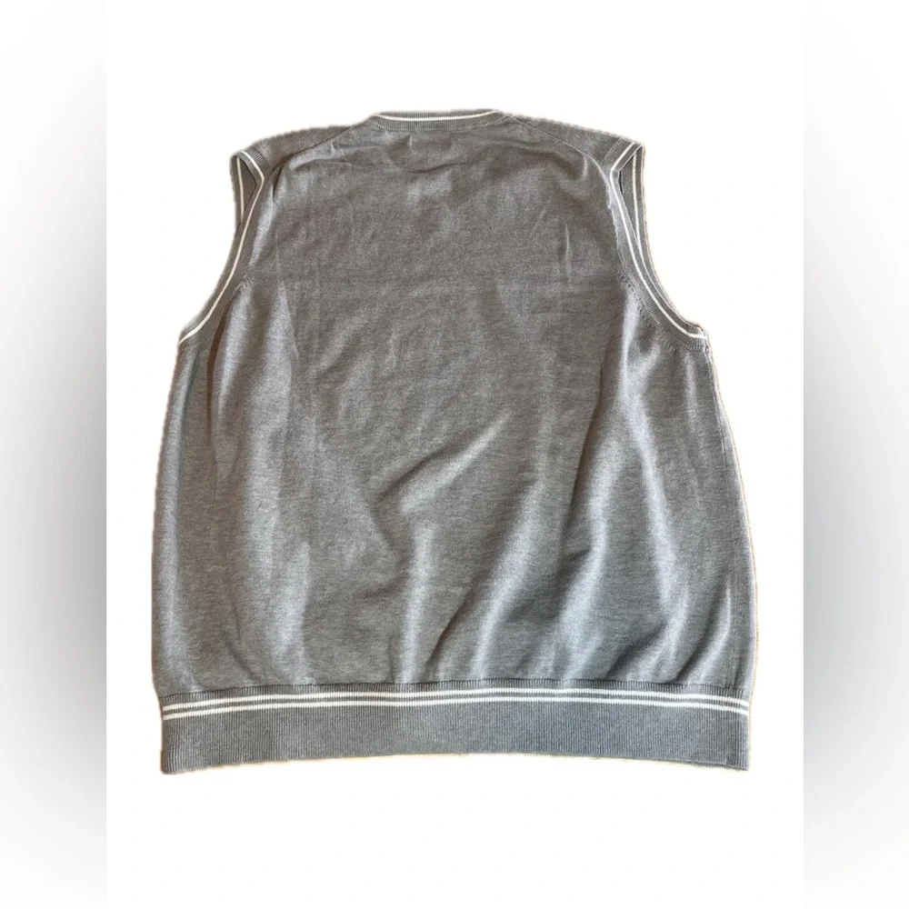 Banana Republic Sweater Mens XXL Gray V-Neck Sleeveless Cotton Golf, Preppy